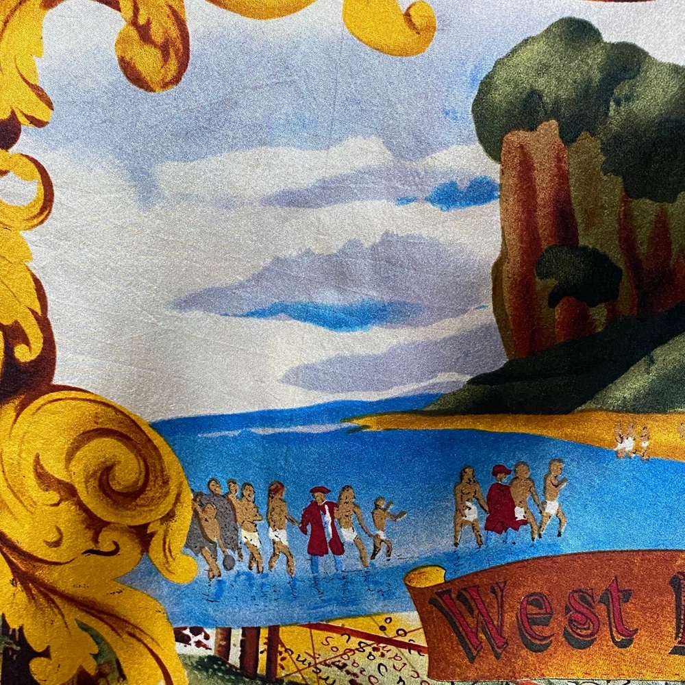 Point & Line 100% sandwashed silk Colorful Graphic Print size 3X vintage Top - Picture 14 of 16